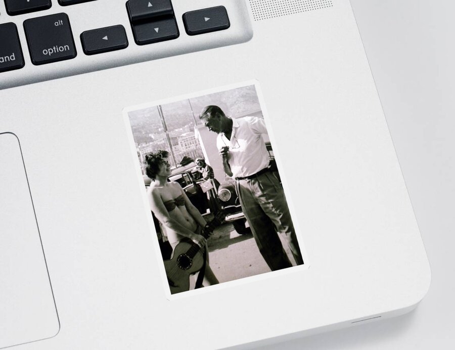 Colette Sticker featuring the photograph 2 Mama Chris and Gary Cooper in LA 1958 by Colette V Hera Guggenheim