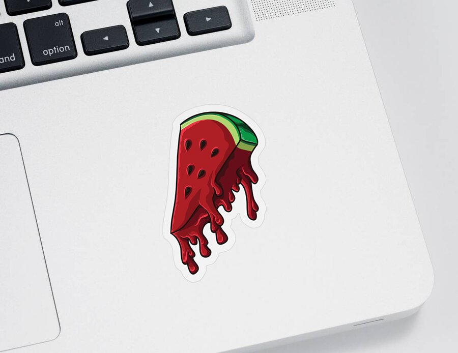 Vegan Sticker featuring the digital art Melting Melon Delicious Summer Pizza #2 by Mister Tee