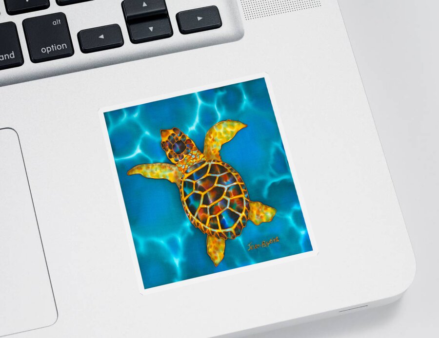 Sea Turtle Sticker featuring the painting Opal Sea Turtle by Daniel Jean-Baptiste