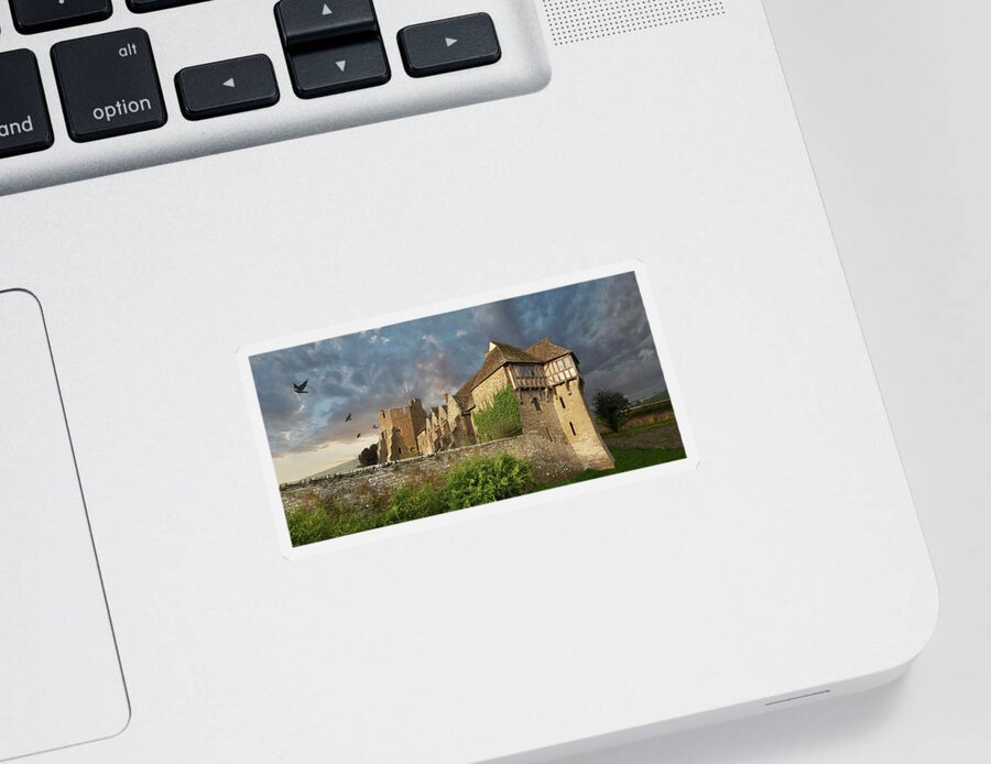 Stoksay Manor House Sticker featuring the photograph Photo of Stokesay Castle, fortified manor house, Shropshire, England by Paul E Williams