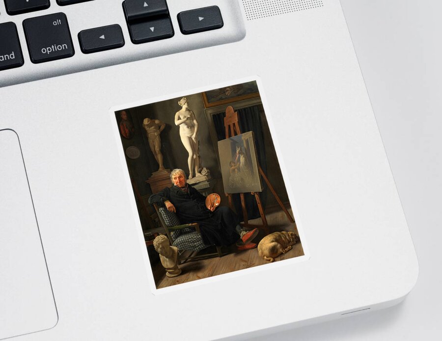 Martinus Rorbye Sticker featuring the painting Portrait of the painter C. A. Lorentzen #2 by Martinus Rorbye