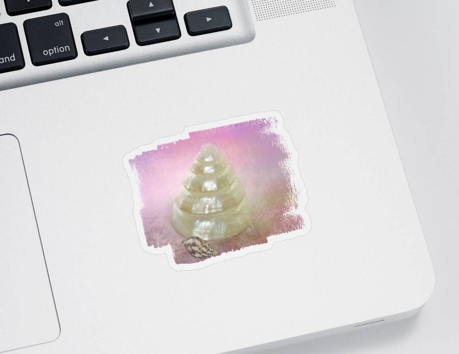 Mother-of-pearl Sticker featuring the mixed media Precious Seashell #2 by Elisabeth Lucas