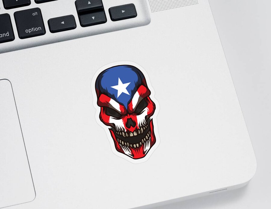Puerto Rico Sticker featuring the digital art Puerto Rico Skull Proud Boricua Flag #2 by Mister Tee