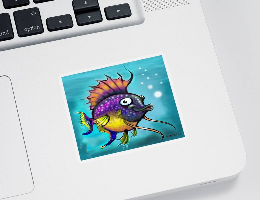 Rainbow Sticker featuring the painting Rainbow Fish #2 by Kevin Middleton