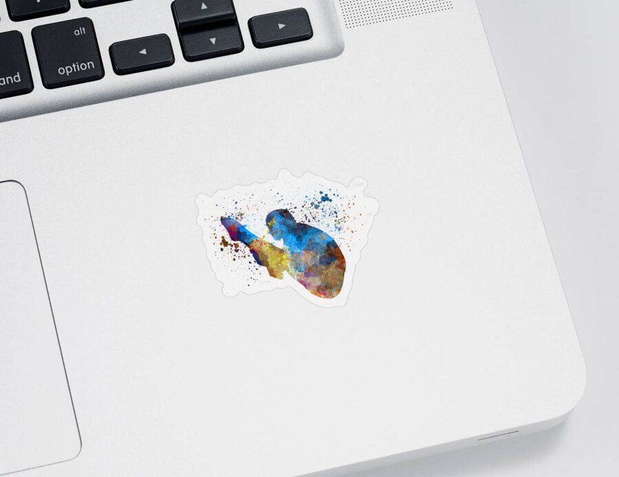 Full Length Sticker featuring the painting Tampolin jump in watercolor by Pablo Romero