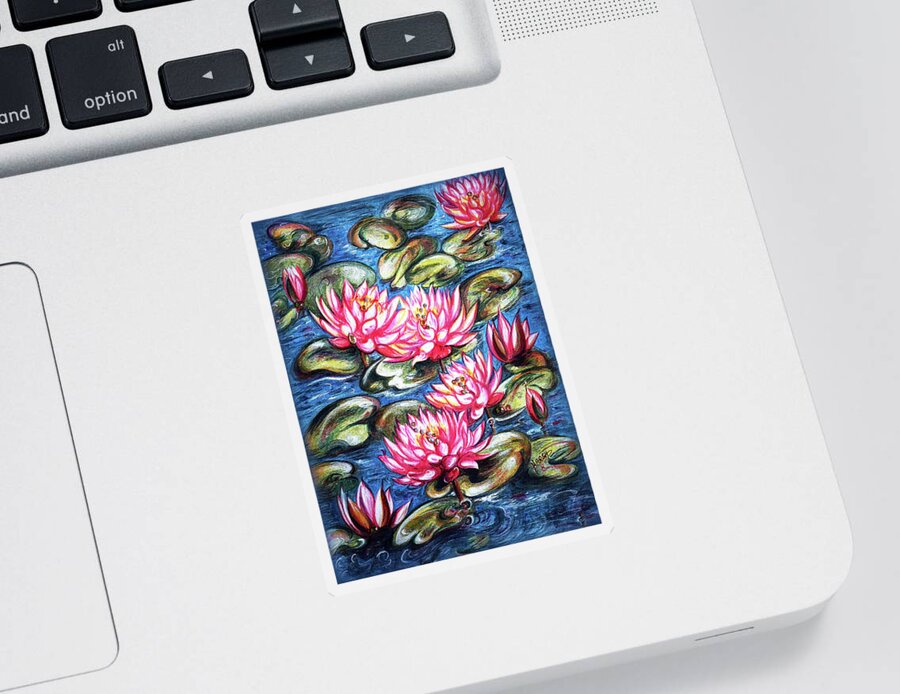 Water Lilies Sticker featuring the painting Water Lilies #2 by Harsh Malik