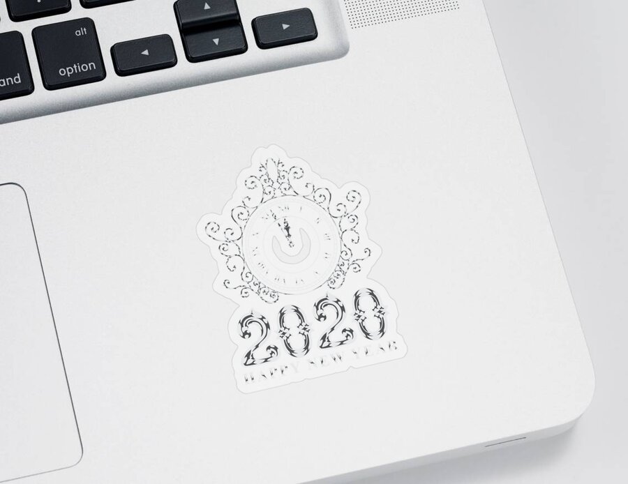 Happy New Year Sticker featuring the digital art 2020 Happy New Year Clock is ticking by Mister Tee