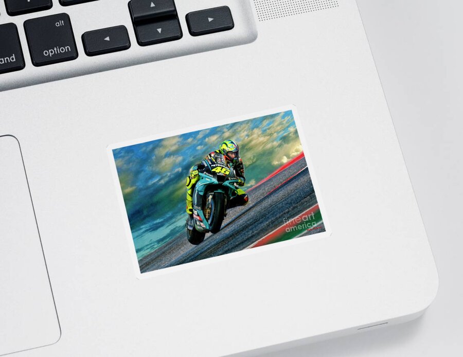 Motogp Sticker featuring the photograph 2021 Motogp Valentino Rossi Petronas Yamaha Look Of Intensity by Blake Richards