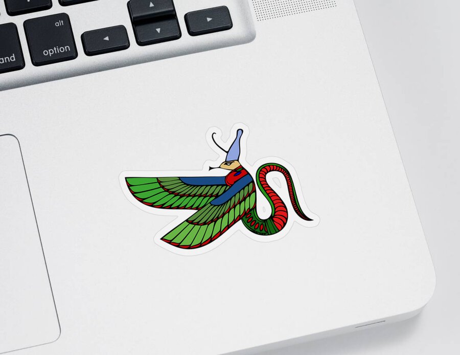 Dragon Sticker featuring the drawing Dragon - demon of Ancient Egypt by Michal Boubin