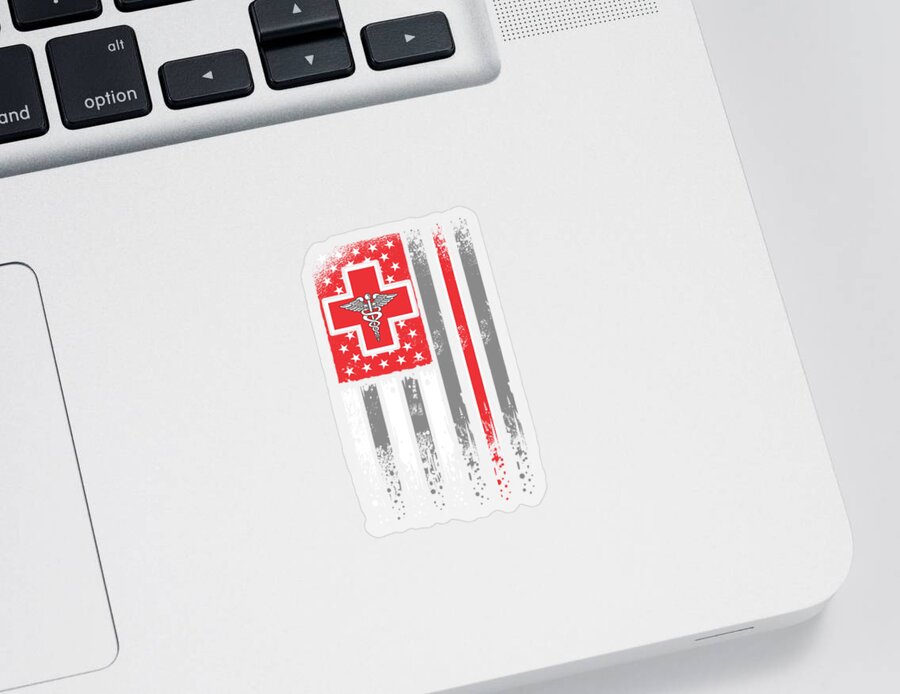 Nurse Sticker featuring the digital art Registered Nurse Thin Red Line by Mercoat UG Haftungsbeschraenkt