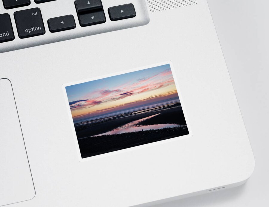 Sangatte Sticker featuring the photograph Sangatte beach at sunset #3 by Ian Middleton