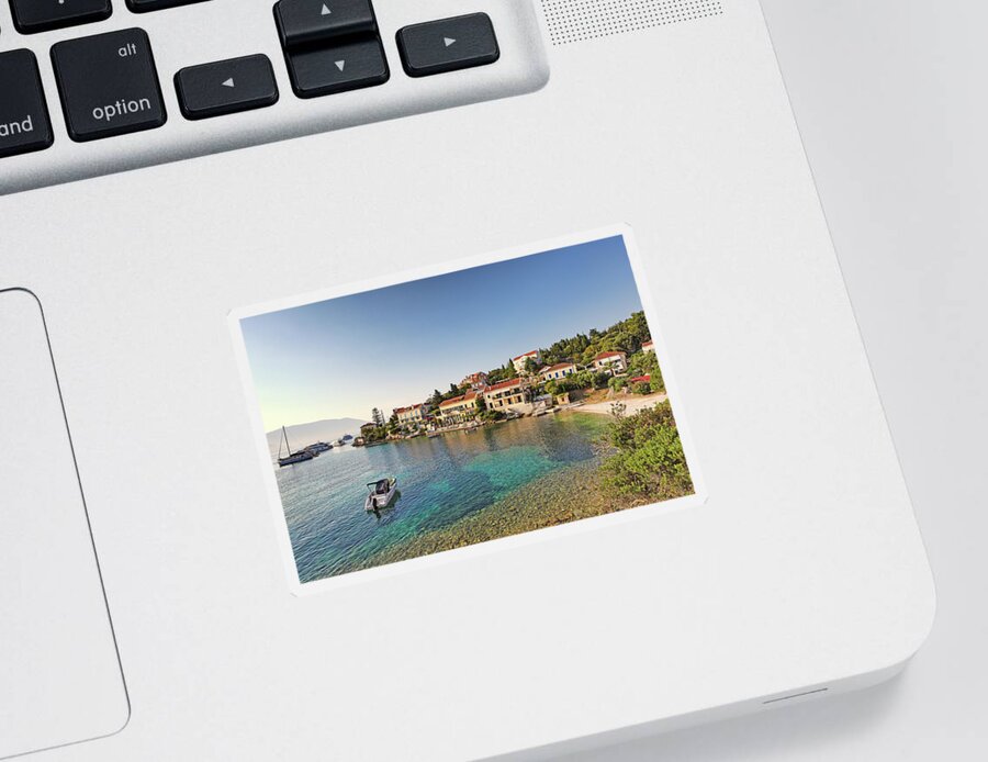 Fiscardo Sticker featuring the photograph The port of Fiskardo in Kefalonia, Greece #3 by Constantinos Iliopoulos