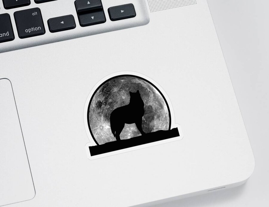 Wolf Sticker featuring the digital art Wolf Moon #3 by Tinh Tran Le Thanh