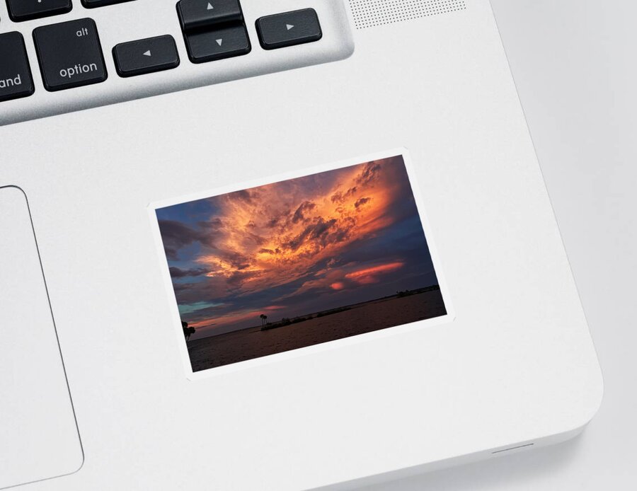 Sunset Sticker featuring the photograph 4 Alarm Sky by Randall Allen