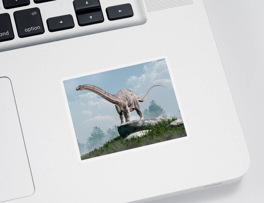 Apatosaurus Sticker featuring the digital art Apatosaurus #4 by Daniel Eskridge