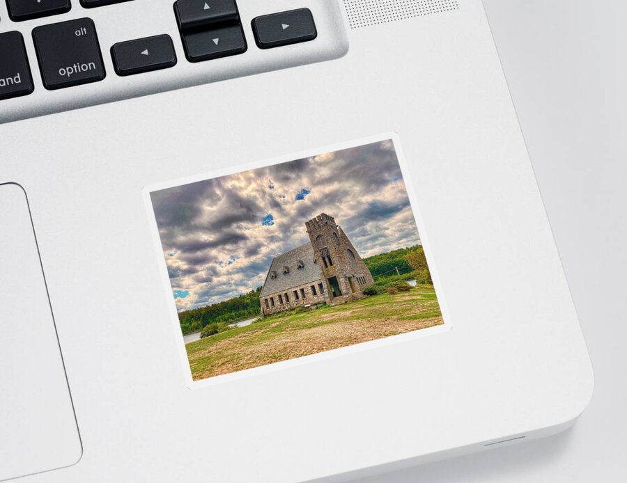 Clouds Sticker featuring the photograph Old Stone Church #4 by Monika Salvan
