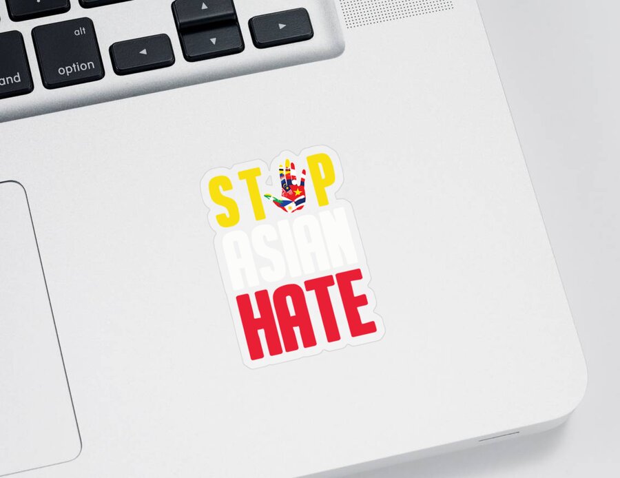 Asian Lives Matter Sticker featuring the digital art Stop Asian Hate AAPI - Anti Asian Racism by Mercoat UG Haftungsbeschraenkt