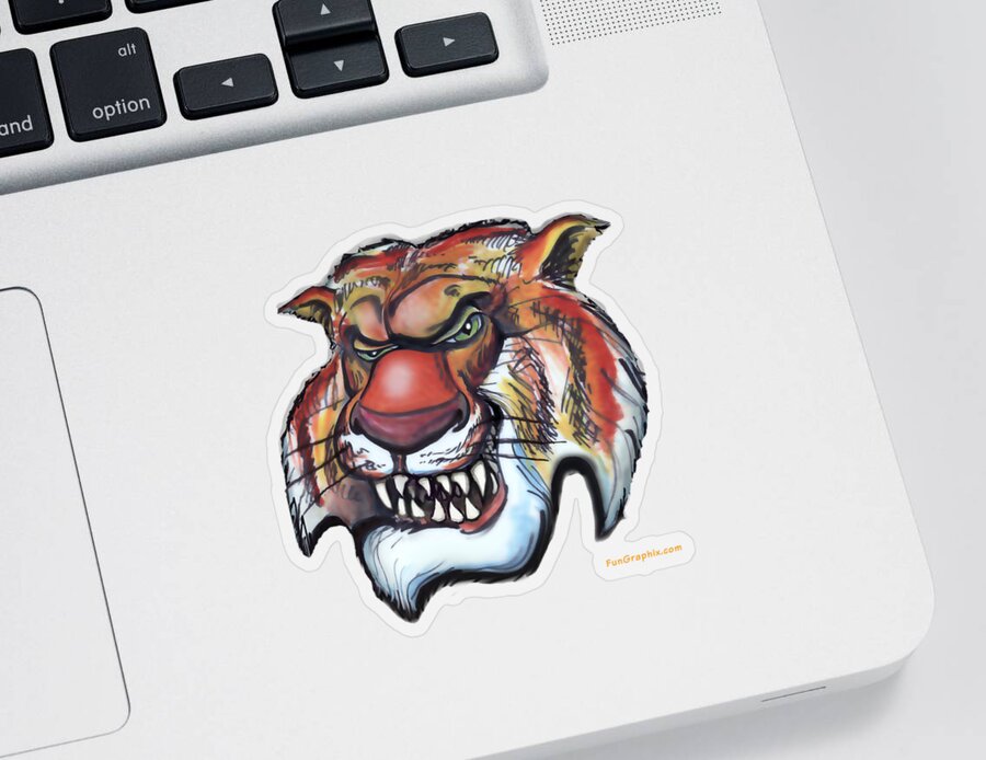 Tiger Sticker featuring the painting Tiger #4 by Kevin Middleton