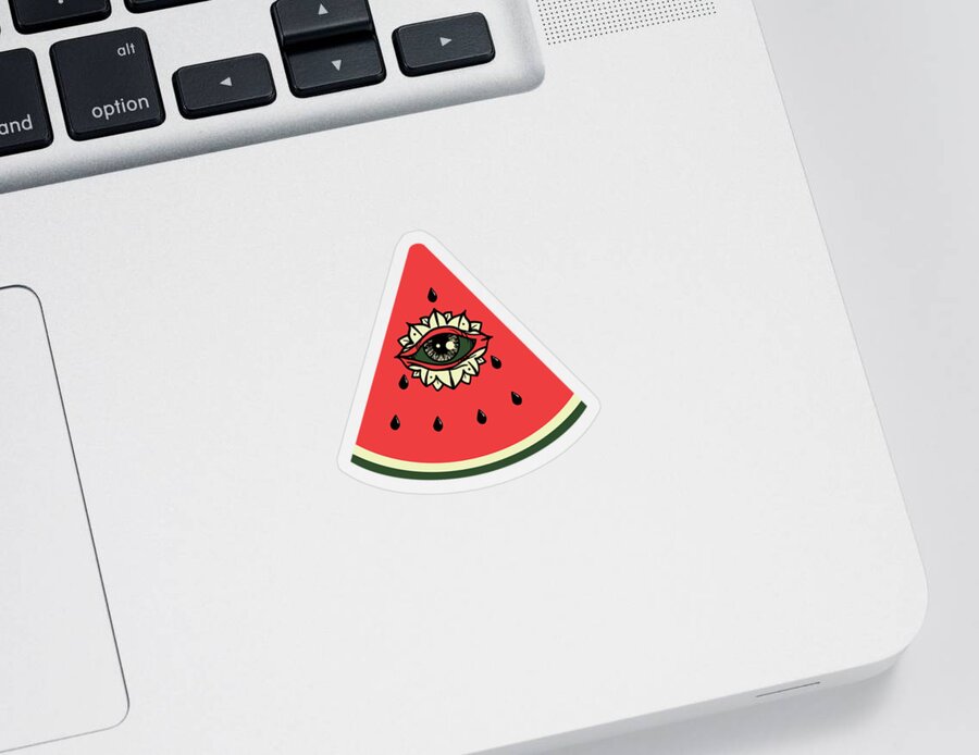 Watermelon Sticker featuring the digital art Watermelon by Mercoat UG Haftungsbeschraenkt