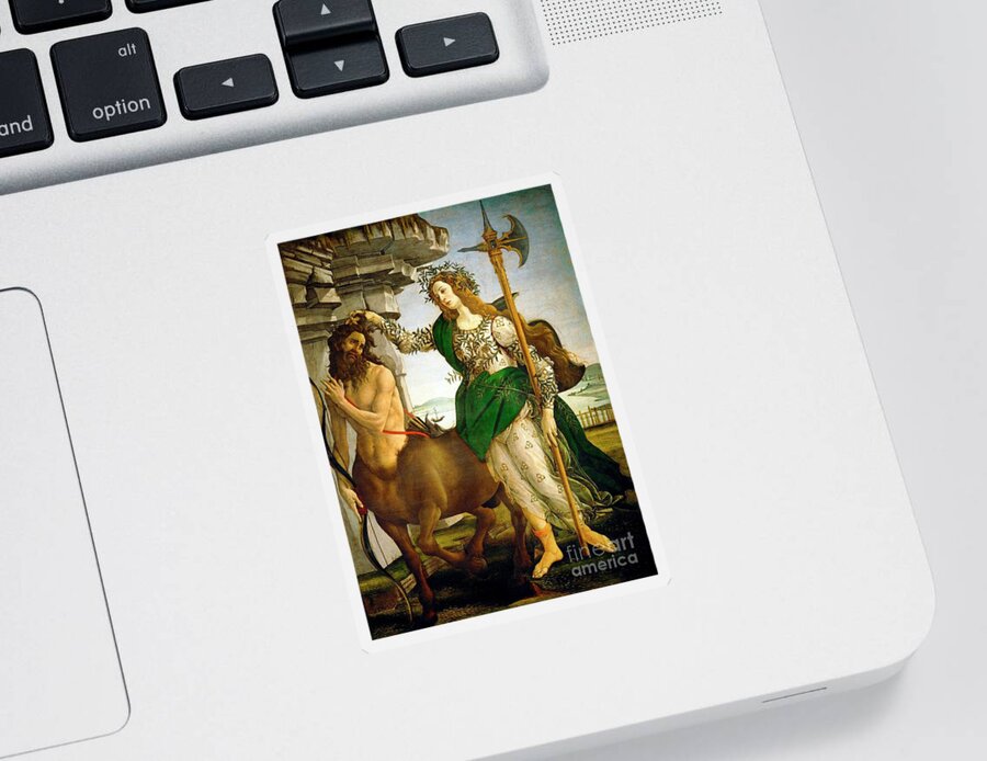Pallas And The Centaur Sticker featuring the painting Pallas and the Centaur #5 by Sandro Botticelli