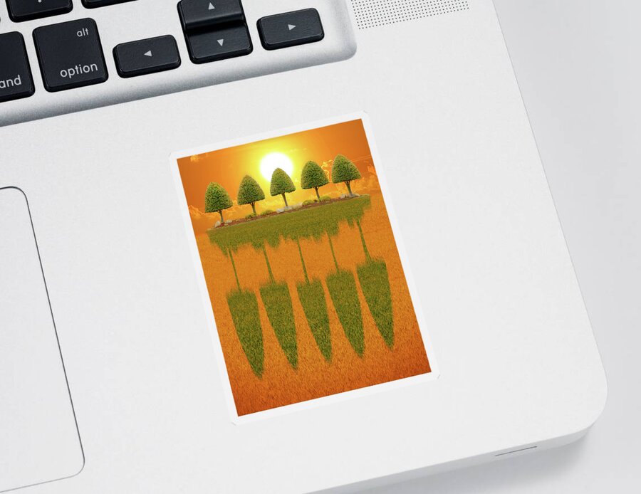 Tree Sticker featuring the photograph 5 Trees at Sun Set by Mike McGlothlen
