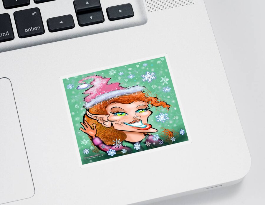 Christmas Sticker featuring the digital art Christmas Elf by Kevin Middleton