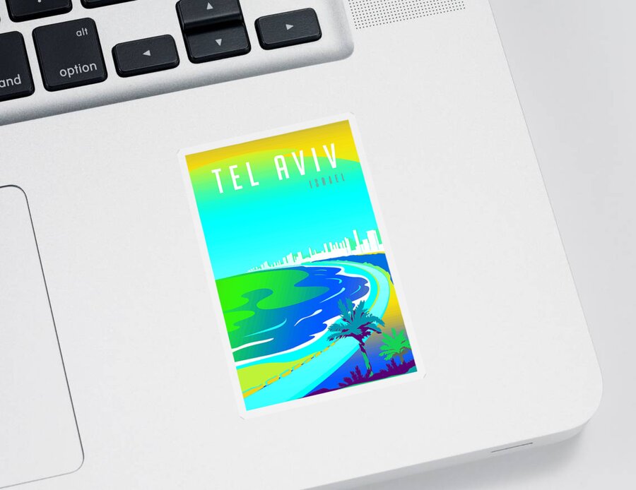 Oil On Canvas Sticker featuring the digital art Tel Aviv #7 by Celestial Images
