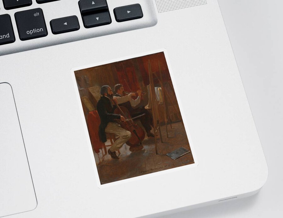 Winslow Homer Sticker featuring the painting The Studio by Winslow Homer