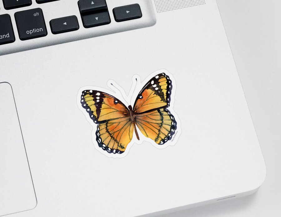 Viceroy Sticker featuring the painting 76 Viceroy Butterfly by Amy Kirkpatrick