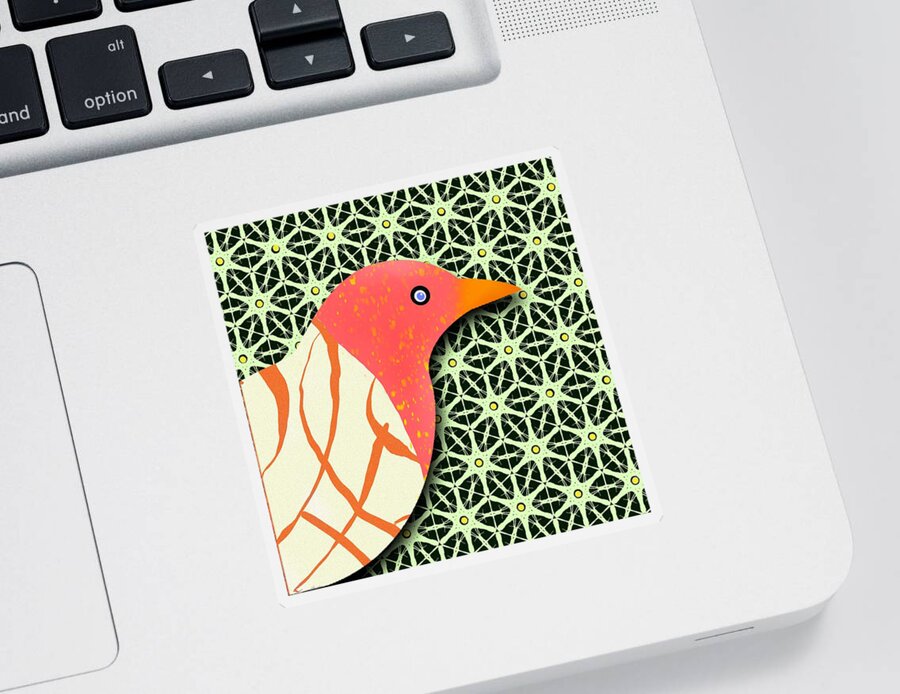  Sticker featuring the digital art Birdland Series No. 15 of 16 by Steve Hayhurst