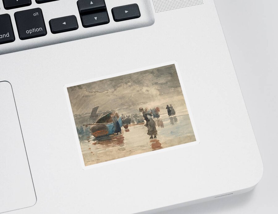 Winslow Homer Sticker featuring the drawing On the Sands by Winslow Homer