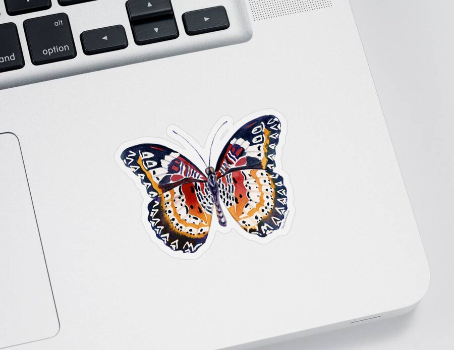 Lacewing Butterfly Sticker featuring the painting 94 Lacewing Butterfly by Amy Kirkpatrick