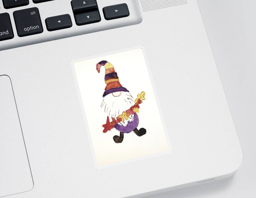  Sticker featuring the painting October Gnome by Margaret Welsh Willowsilk