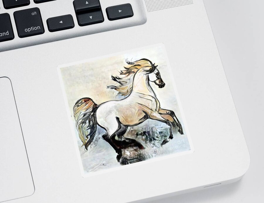 Equestrian Art Sticker featuring the digital art A Cantering Horse 002 by Stacey Mayer