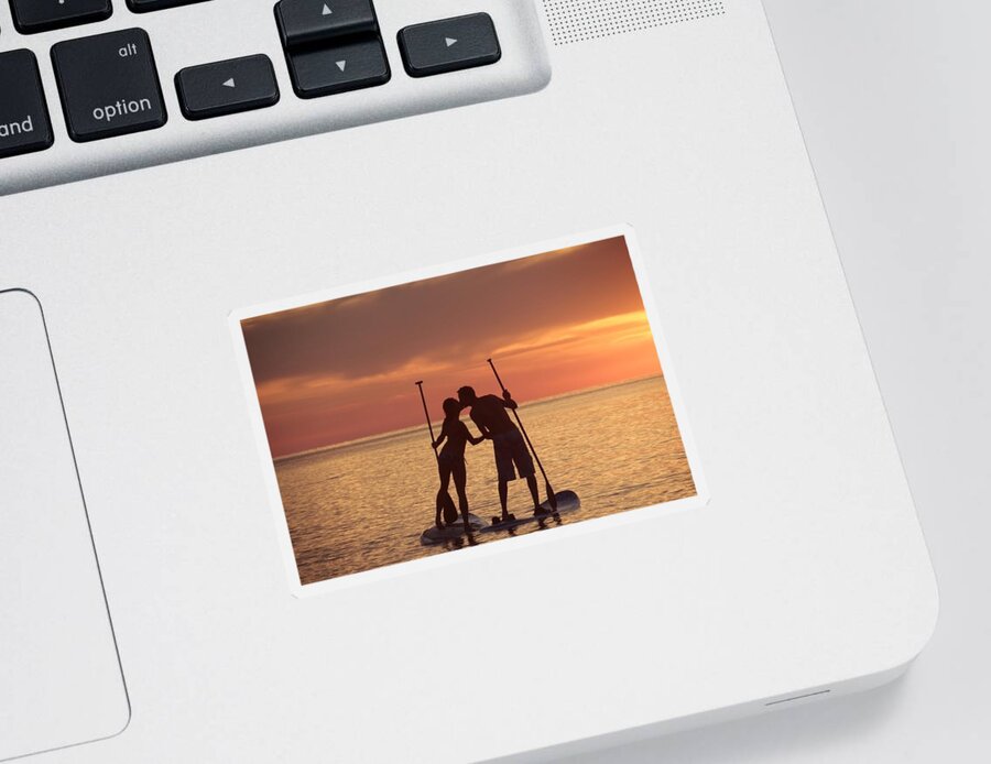 Horizontal Photo Sticker featuring the photograph A Kiss at Sunset by Valerie Collins