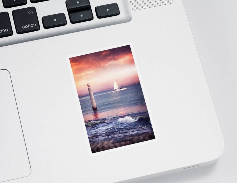 Lisbon Sticker featuring the photograph A Lisbon Sunset by The Tagus River by Carol Japp