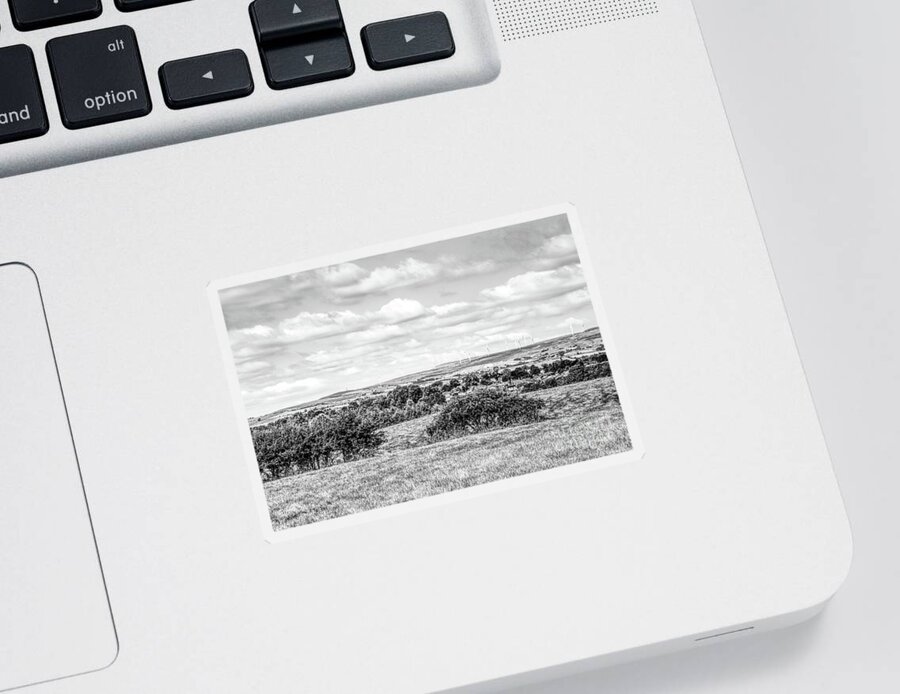 Digital Art Sticker featuring the photograph A monochrome view of the Scout Moor Wind Farm looking from Heywood, Greater Manchester. by Pics By Tony