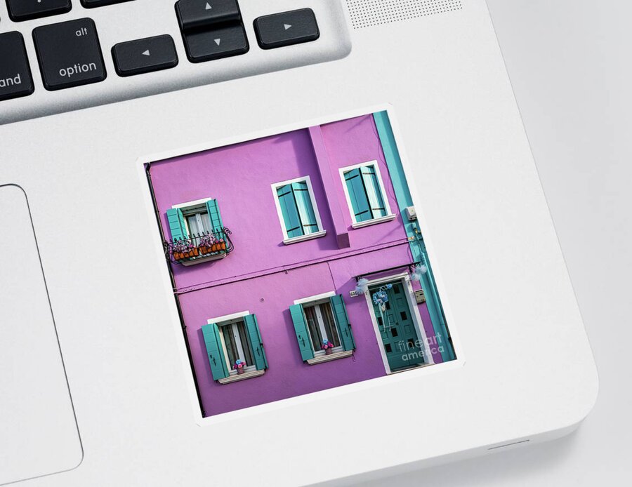Wall Sticker featuring the photograph A pink house in Burano, Italy by Lyl Dil Creations