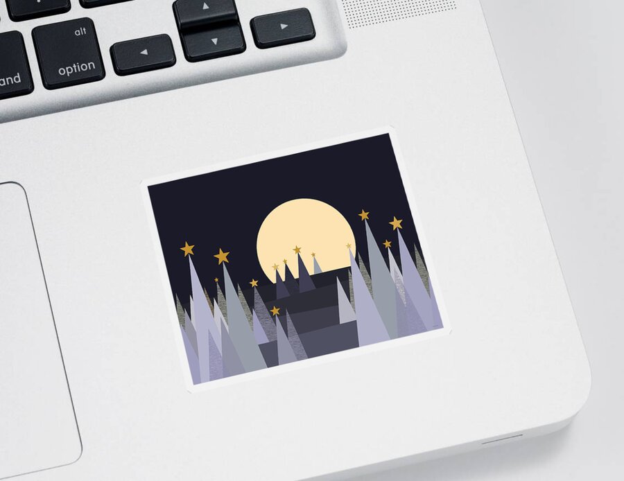 A Silent Winter Night Sticker featuring the digital art A Silent Winter Night by Val Arie