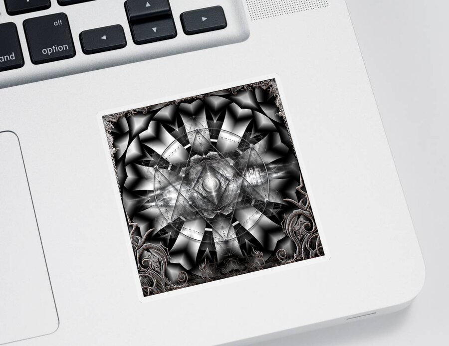 Sacred Geometry Sticker featuring the digital art A Silver Lining by Michael Damiani