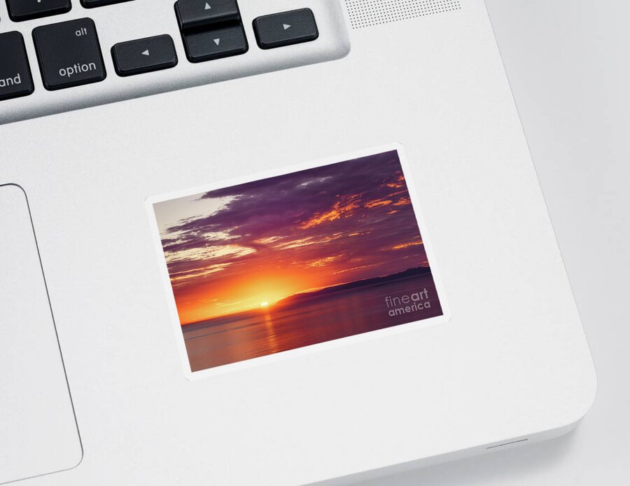 Sunset Sticker featuring the photograph A splash of color over Catalina Island by Abigail Diane Photography