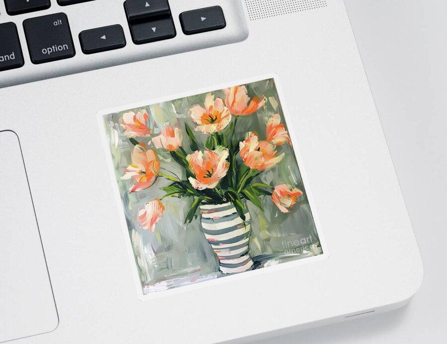 Flowers Sticker featuring the painting A Splash Of Tulips by Tina LeCour