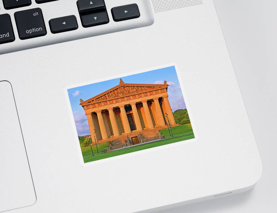 Parthenon Sticker featuring the photograph A Sunlit Nashville Parthenon by Jason Politte