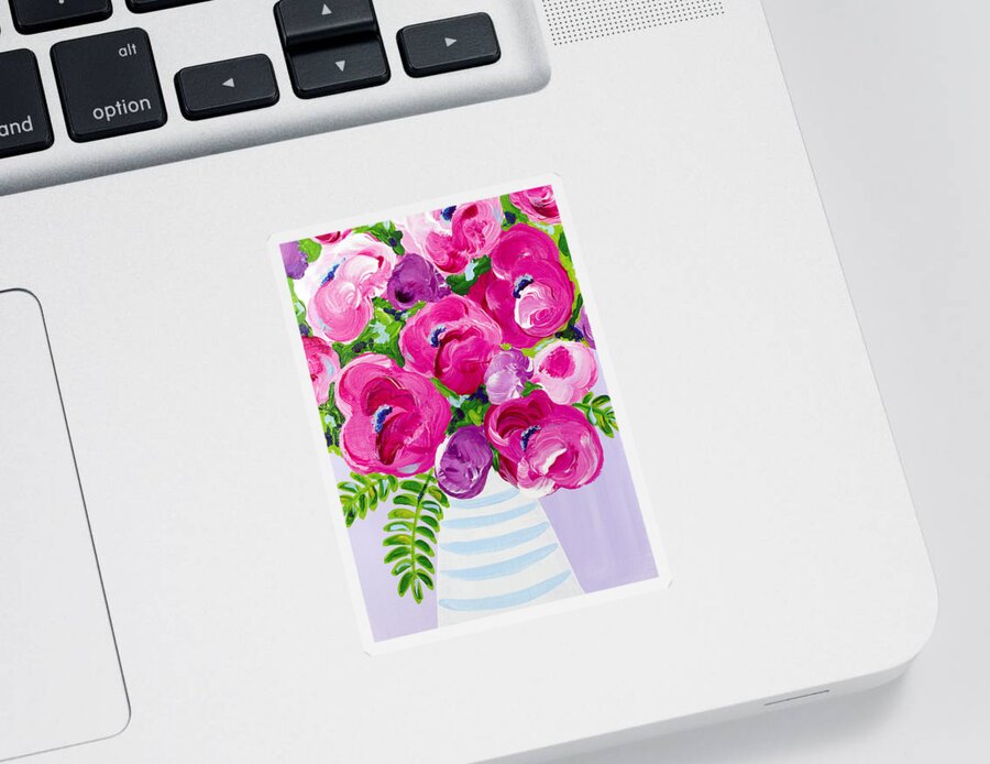 Abstract Floral Sticker featuring the painting A Touch of Violet by Beth Ann Scott