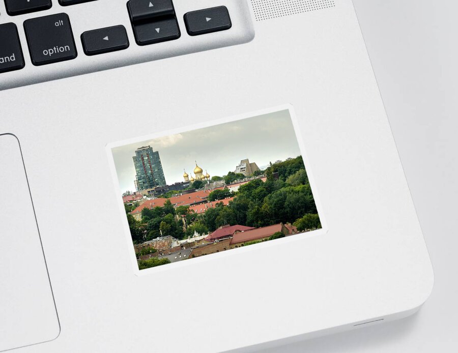 Vilnius Sticker featuring the photograph A view of Vilnius from the Upper Castle by RicardMN Photography