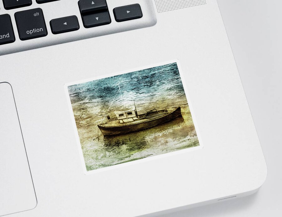 Tugboat Sticker featuring the photograph A watercolour picture of a tugboat by Pics By Tony