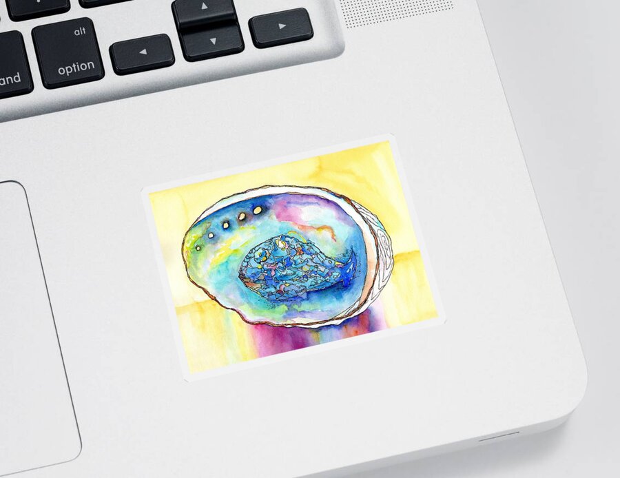 Shell Sticker featuring the painting Abalone Shell Reflections by Carlin Blahnik CarlinArtWatercolor