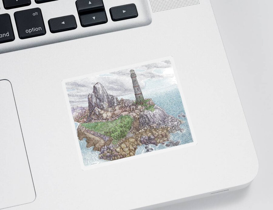 Lighthouse Sticker featuring the digital art Abandoned Lighthouse by Steve Breslow