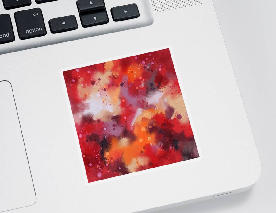 Abstract Sticker featuring the digital art Abstract 102 by Maria Meester