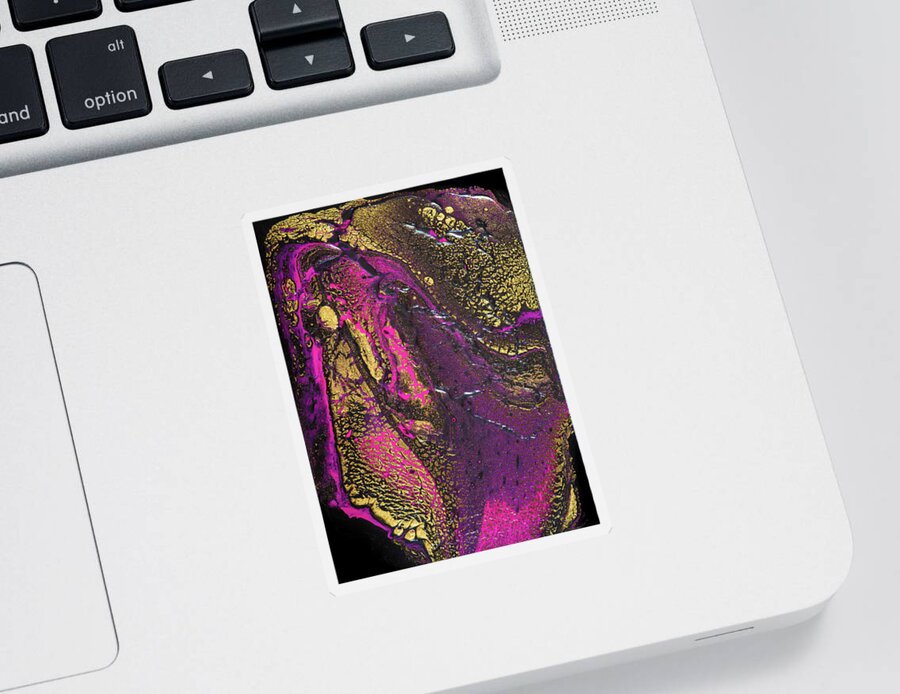 Acrylic Pouring Sticker featuring the painting Abstract Acrylic Pour Painting Pink Gold Black by Matthias Hauser